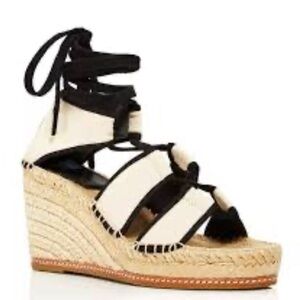 Women's Black and White Wedge Sandals